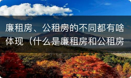 廉租房、公租房的不同都有啥体现（什么是廉租房和公租房两个有什么特点）
