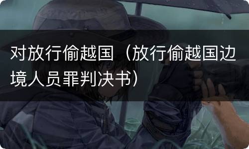 对放行偷越国（放行偷越国边境人员罪判决书）