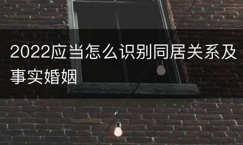 2022应当怎么识别同居关系及事实婚姻