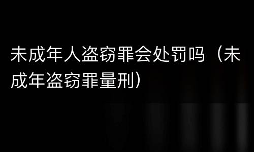 未成年人盗窃罪会处罚吗（未成年盗窃罪量刑）