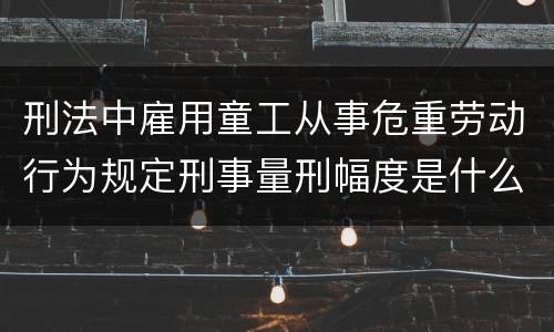 刑法中雇用童工从事危重劳动行为规定刑事量刑幅度是什么