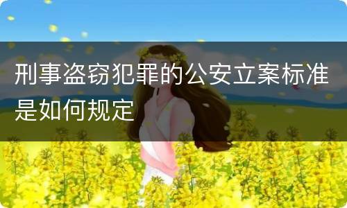 刑事盗窃犯罪的公安立案标准是如何规定