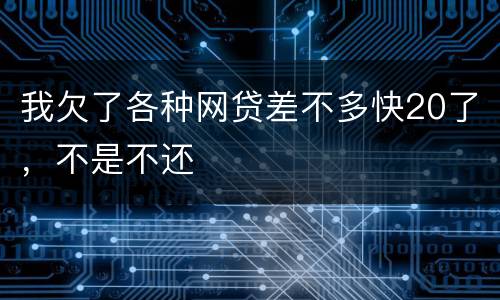我欠了各种网贷差不多快20了，不是不还