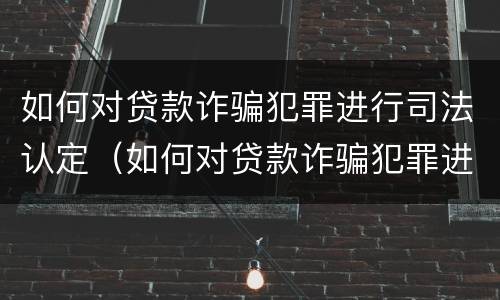 如何对贷款诈骗犯罪进行司法认定（如何对贷款诈骗犯罪进行司法认定处罚）