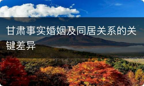 甘肃事实婚姻及同居关系的关键差异