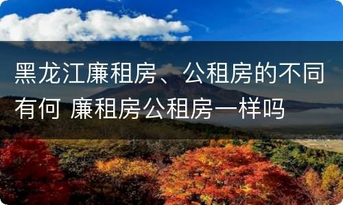 黑龙江廉租房、公租房的不同有何 廉租房公租房一样吗