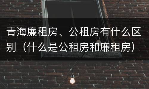 青海廉租房、公租房有什么区别（什么是公租房和廉租房）