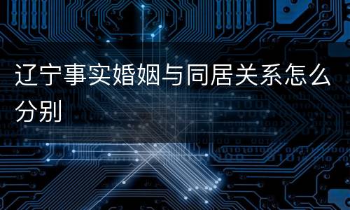 辽宁事实婚姻与同居关系怎么分别