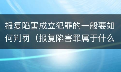 报复陷害成立犯罪的一般要如何判罚（报复陷害罪属于什么罪）