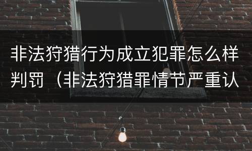 非法狩猎行为成立犯罪怎么样判罚（非法狩猎罪情节严重认定）