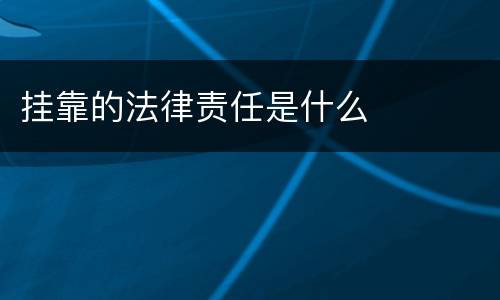 挂靠的法律责任是什么