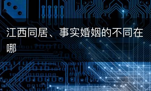江西同居、事实婚姻的不同在哪