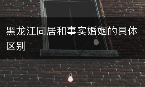 黑龙江同居和事实婚姻的具体区别