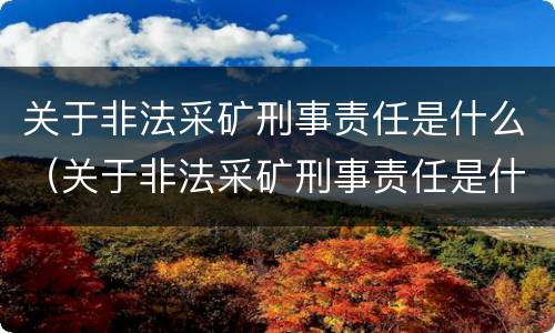 关于非法采矿刑事责任是什么（关于非法采矿刑事责任是什么罪）