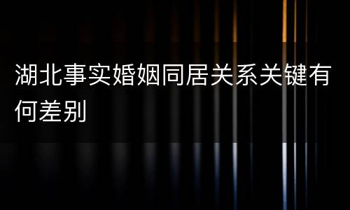 湖北事实婚姻同居关系关键有何差别