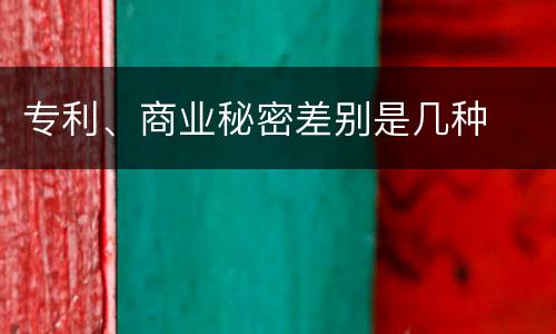 专利、商业秘密差别是几种