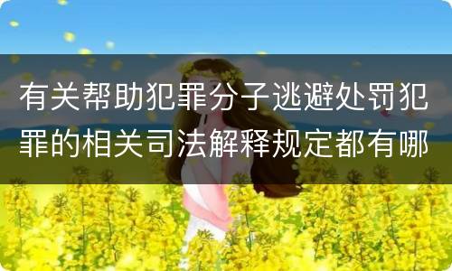 有关帮助犯罪分子逃避处罚犯罪的相关司法解释规定都有哪些