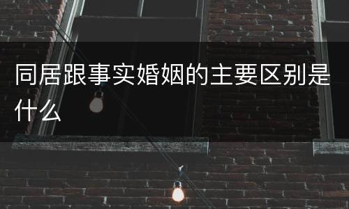 同居跟事实婚姻的主要区别是什么