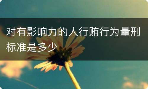 对有影响力的人行贿行为量刑标准是多少