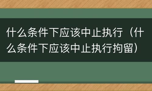 什么条件下应该中止执行（什么条件下应该中止执行拘留）