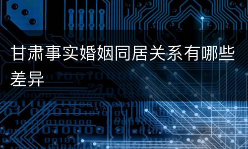 甘肃事实婚姻同居关系有哪些差异