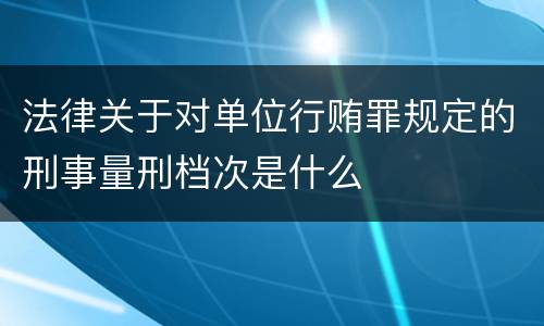 法律关于对单位行贿罪规定的刑事量刑档次是什么