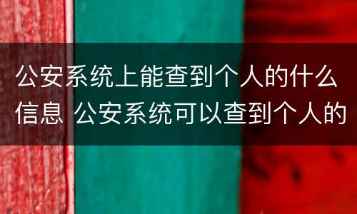 公安系统上能查到个人的什么信息 公安系统可以查到个人的什么信息