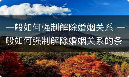 一般如何强制解除婚姻关系 一般如何强制解除婚姻关系的条件