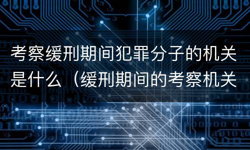 考察缓刑期间犯罪分子的机关是什么（缓刑期间的考察机关是司法机关还是公安机关）