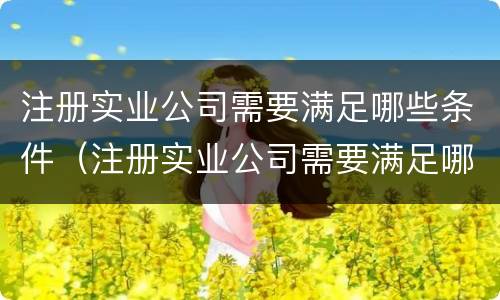 注册实业公司需要满足哪些条件（注册实业公司需要满足哪些条件要求）