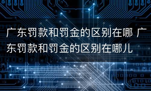 广东罚款和罚金的区别在哪 广东罚款和罚金的区别在哪儿