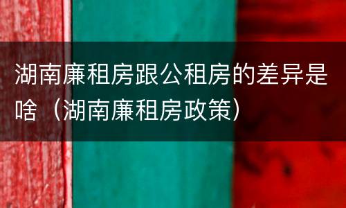 湖南廉租房跟公租房的差异是啥（湖南廉租房政策）