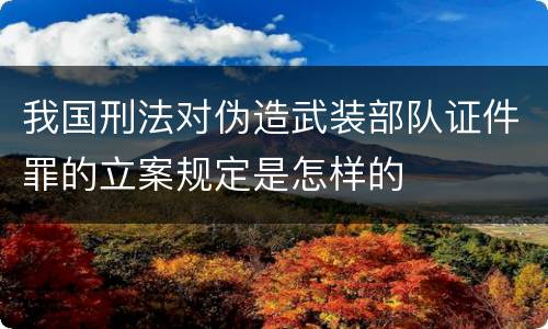 我国刑法对伪造武装部队证件罪的立案规定是怎样的
