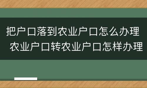 把户口落到农业户口怎么办理 农业户口转农业户口怎样办理