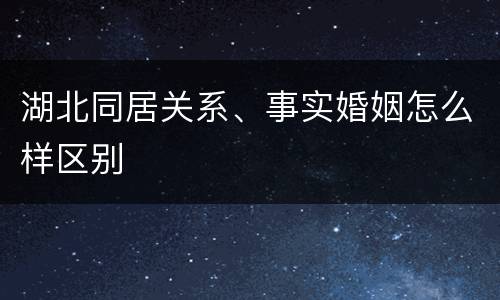 湖北同居关系、事实婚姻怎么样区别