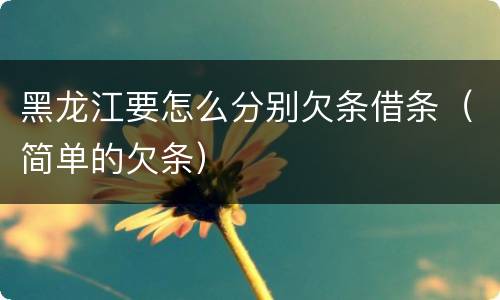 黑龙江要怎么分别欠条借条（简单的欠条）