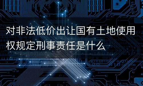 对非法低价出让国有土地使用权规定刑事责任是什么