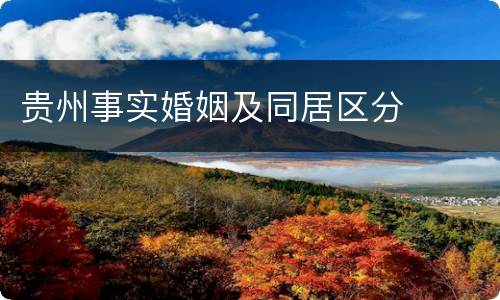 贵州事实婚姻及同居区分