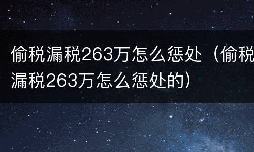偷税漏税263万怎么惩处（偷税漏税263万怎么惩处的）