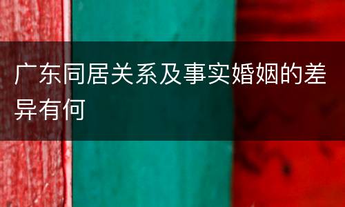 广东同居关系及事实婚姻的差异有何