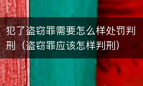 犯了盗窃罪需要怎么样处罚判刑（盗窃罪应该怎样判刑）