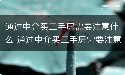 通过中介买二手房需要注意什么 通过中介买二手房需要注意些什么