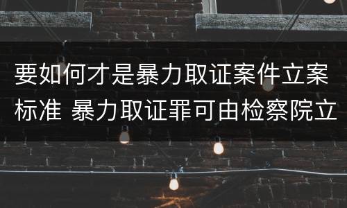 要如何才是暴力取证案件立案标准 暴力取证罪可由检察院立案侦查
