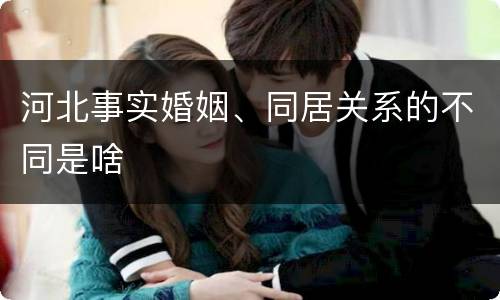 河北事实婚姻、同居关系的不同是啥