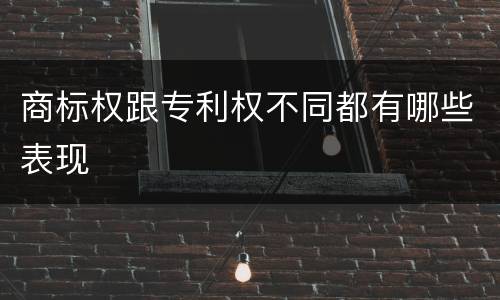 商标权跟专利权不同都有哪些表现