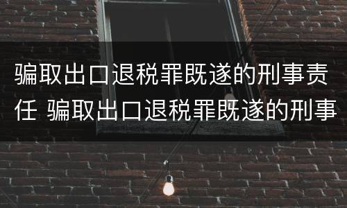 骗取出口退税罪既遂的刑事责任 骗取出口退税罪既遂的刑事责任主体