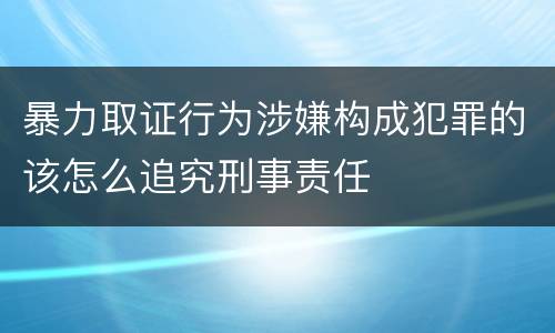 暴力取证行为涉嫌构成犯罪的该怎么追究刑事责任