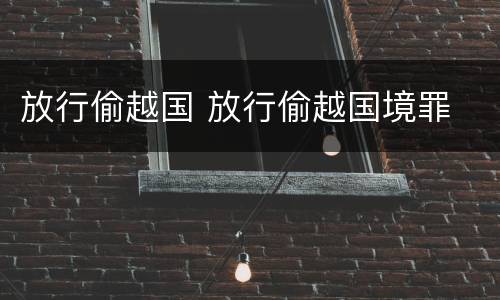 放行偷越国 放行偷越国境罪