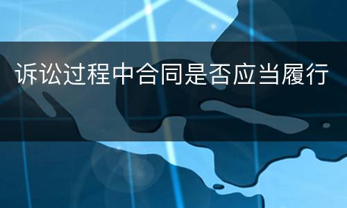 诉讼过程中合同是否应当履行