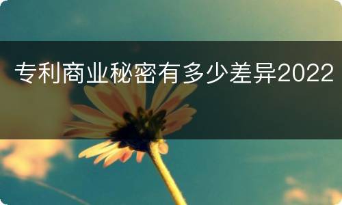 专利商业秘密有多少差异2022